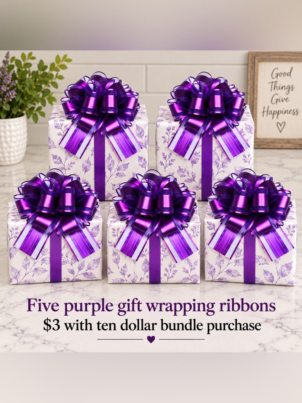 Purple Ribbons - 5 NWT
